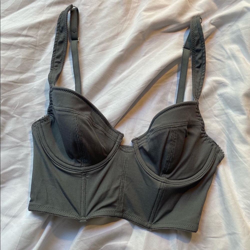 Urban Outfitters OFU Grey Corset Style Bra Top